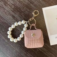 Simple Style Bag Pu Leather Imitation Pearl Women's Bag Pendant Keychain sku image 2