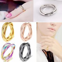 Casual Simple Style Solid Color Titanium Steel Polishing Plating Rings main image 1