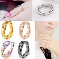 Casual Simple Style Solid Color Titanium Steel Polishing Plating Rings main image 2