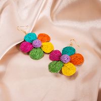 1 Pair Bohemian Flower Raffia Iron Ear Hook main image 5