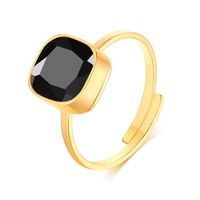 201 Stainless Steel 18K Gold Plated IG Style Vintage Style French Style Plating Inlay Square Zircon Open Ring main image 2