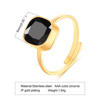 201 Stainless Steel 18K Gold Plated IG Style Vintage Style French Style Plating Inlay Square Zircon Open Ring main image 3