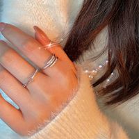 Modern Style Simple Style Solid Color Copper Inlay Zircon Open Ring main image 2