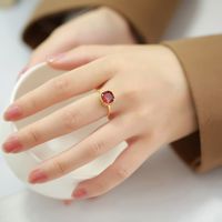 201 Stainless Steel 18K Gold Plated IG Style Vintage Style French Style Plating Inlay Square Zircon Open Ring sku image 6