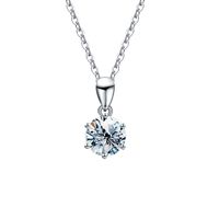 Classic Style Geometric Sterling Silver Moissanite Pendant Necklace In Bulk sku image 2