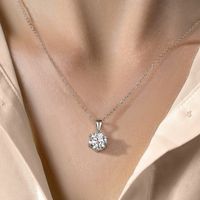 Classic Style Geometric Sterling Silver Moissanite Pendant Necklace In Bulk main image 3