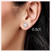 1 Pair Elegant Luxurious Simple Style Square Gra Plating Inlay Sterling Silver Moissanite Ear Studs main image 3