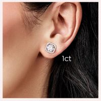1 Pair Elegant Luxurious Simple Style Square Gra Plating Inlay Sterling Silver Moissanite Ear Studs main image 2