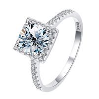 Simple Style Shiny Square Sterling Silver Gra Plating Inlay Moissanite Rings sku image 4