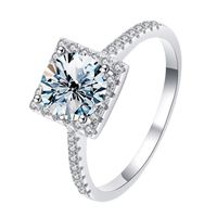 Simple Style Shiny Square Sterling Silver Gra Plating Inlay Moissanite Rings main image 4