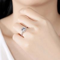 Simple Style Shiny Square Sterling Silver Gra Plating Inlay Moissanite Rings main image 3