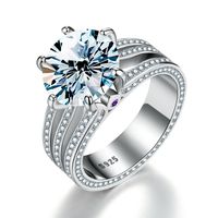 Casual Glam Round Sterling Silver Gra Inlay Moissanite Rings sku image 1