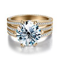 Casual Glam Round Sterling Silver Gra Inlay Moissanite Rings sku image 4