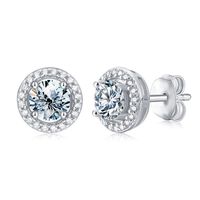 Glam Shiny Round Sterling Silver Moissanite Ear Studs In Bulk sku image 5