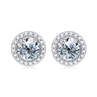 Simple Style Round Sterling Silver Gra Plating Inlay Moissanite Silver Plated Ear Studs sku image 1