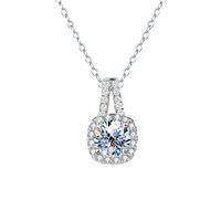 Élégant Brillant Carré Argent Sterling Gra Placage Incruster Moissanite Pendentif main image 4