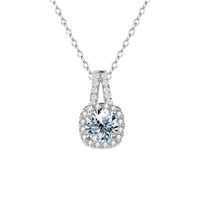 Casual Solid Color Sterling Silver Plating Inlay Moissanite White Gold Plated Pendant Necklace sku image 1