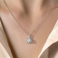 Elegant Shiny Square Sterling Silver Gra Plating Inlay Moissanite Pendant Necklace main image 1