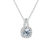 Élégant Brillant Carré Argent Sterling Gra Placage Incruster Moissanite Pendentif main image 3