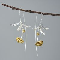 1 Pair Elegant Sweet Flower Plating Sterling Silver Earrings sku image 1