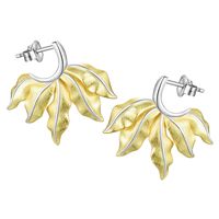 1 Pair Elegant Pastoral Leaf Plating Sterling Silver Earrings main image 4
