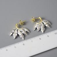 1 Pair Elegant Pastoral Leaf Plating Sterling Silver Earrings main image 2