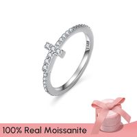 Casual Simple Style Cross Sterling Silver Gra Plating Inlay Moissanite Rings main image 3