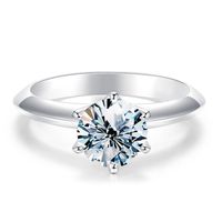 Casual Glam Round Sterling Silver Gra Inlay Moissanite Rings sku image 1