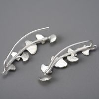 1 Pair Elegant Ginkgo Leaf Plating Sterling Silver Ear Clips main image 2