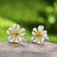 1 Pair Elegant Basic Flower Plating Sterling Silver Ear Studs main image 2