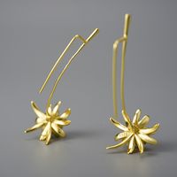1 Pair Chinoiserie Elegant Classical Flower Plating Sterling Silver Drop Earrings main image 1