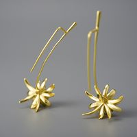 1 Pair Chinoiserie Elegant Classical Flower Plating Sterling Silver Drop Earrings main image 5