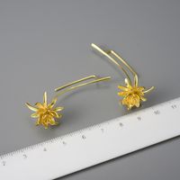 1 Pair Chinoiserie Elegant Classical Flower Plating Sterling Silver Drop Earrings main image 2