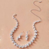 Moda Geométrico Cobre Embutido Perlas Artificiales Circón Mujeres Pulsera Aretes Collar sku image 3