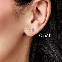 Shiny Geometric Sterling Silver Gra Inlay Moissanite Ear Studs main image 3