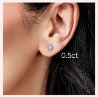 Shiny Geometric Sterling Silver Gra Inlay Moissanite Ear Studs main image 5