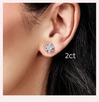 Shiny Geometric Sterling Silver Gra Inlay Moissanite Ear Studs main image 4