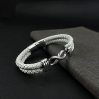 Vintage Style Simple Style Solid Color 304 Stainless Steel Pu Leather Buckle Magnetic Artificial Leather Men'S Bracelets main image 2