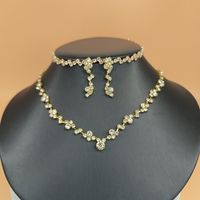 Fashion Claw Chain Rhinestone Zircon Angel Tear Drop Necklace Earrings Bridal Jewelry Set sku image 5