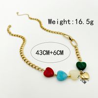 304 Stainless Steel Natural Stone 14K Gold Plated IG Style Casual Polishing Plating Heart Shape Pendant Necklace Long Necklace main image 4