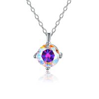 Casual Shiny Round Sterling Silver Gra Plating Inlay Moissanite Pendant Necklace main image 4