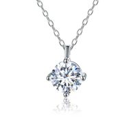 Casual Shiny Round Sterling Silver Gra Plating Inlay Moissanite Pendant Necklace main image 1