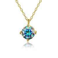 Casual Shiny Round Sterling Silver Gra Plating Inlay Moissanite Pendant Necklace main image 2