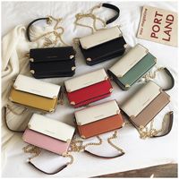 Women's Small Pu Leather Color Block Basic Streetwear Square Lock Clasp Shoulder Bag Crossbody Bag Chain Bag main image 6