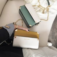 Women's Small Pu Leather Color Block Basic Streetwear Square Lock Clasp Shoulder Bag Crossbody Bag Chain Bag main image 2