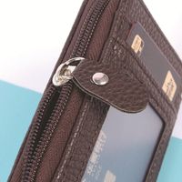 Unisex Solid Color Pu Leather Sewing Thread Zipper Card Holders main image 4