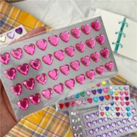 Cute Love Beautiful Girl Diamond Laser Colorful Crystal Mobile Phone Stickers Decorative Makeup Girl Stickers sku image 7