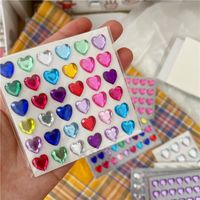 Cute Love Beautiful Girl Diamond Laser Colorful Crystal Mobile Phone Stickers Decorative Makeup Girl Stickers sku image 2