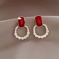 Elegant Shiny Round Oval Alloy Inlay Rhinestones Women's Earrings sku image 1