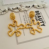 1 Pair Basic Classic Style Flower Plating Hollow Out Copper Earrings main image 1